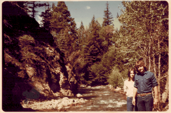 A vintage picture of Tyler landscaper Cy White and his wife out enjoying nature.